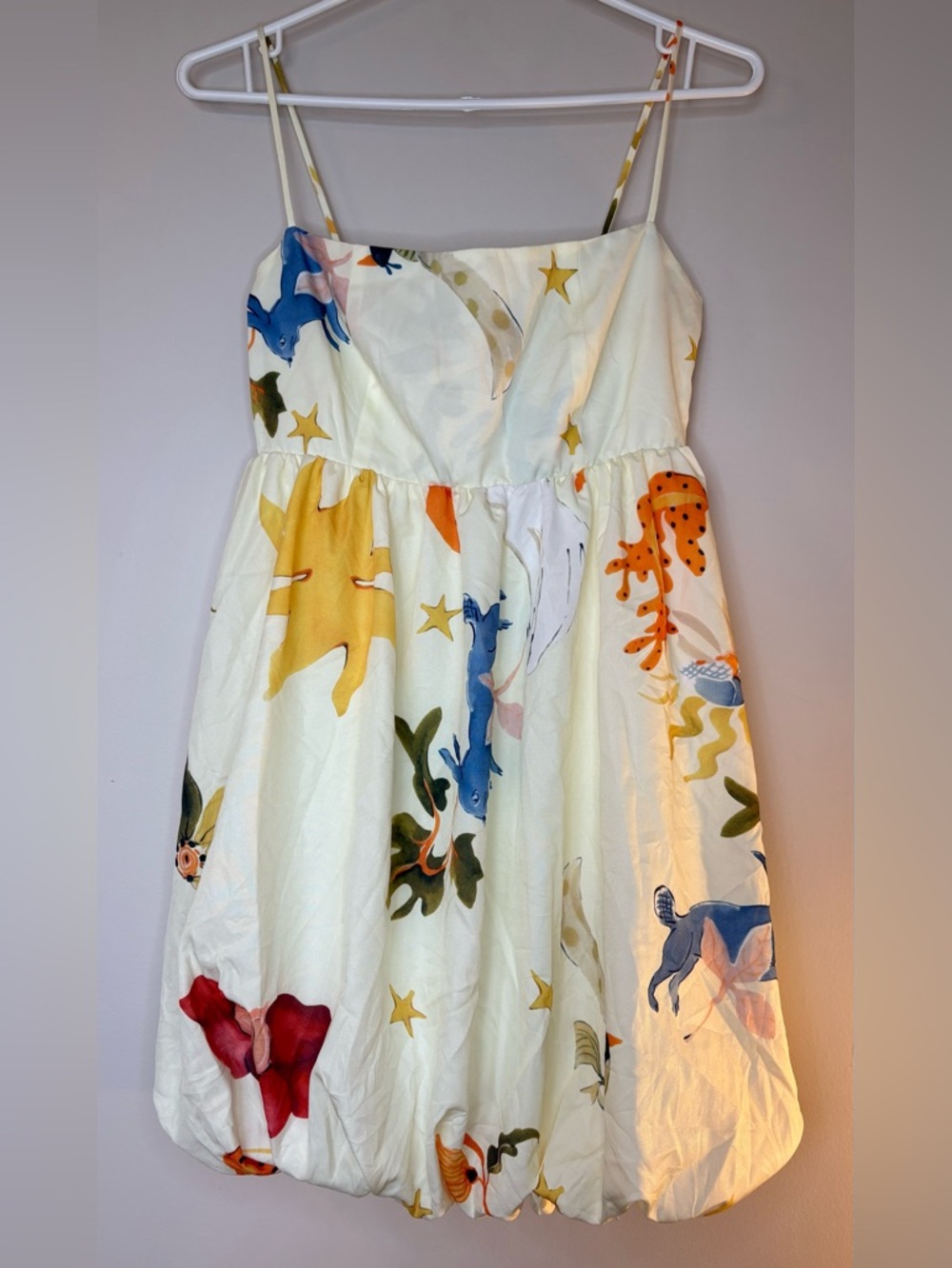 Commense White Sundress with Multicolor Sea Creature Print